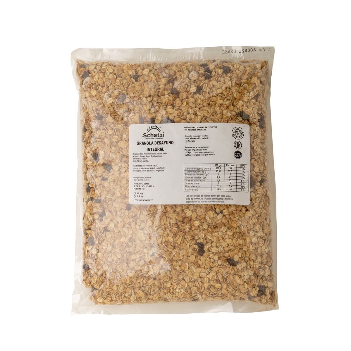 Granola Desayuno Integral Orgánicos Shatzi 1,5 Kilo